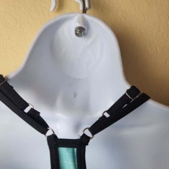 She Show Double Yoga Tank Top Swim Top Swim‎ Top S animal print aqua racer back - Picture 6 of 11